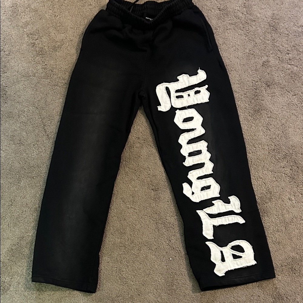 YoungLA Black Joggers with White Logo
